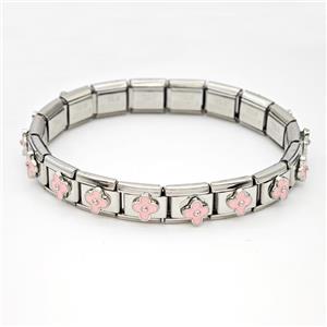 Stainless Steel bracelet, platinum plated, approx 9mm, 17cm length