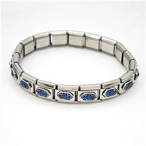 Stainless Steel bracelet, platinum plated, approx 9mm, 17cm length