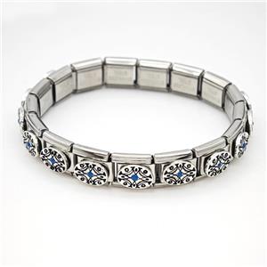 Stainless Steel bracelet, platinum plated, approx 9mm, 17cm length