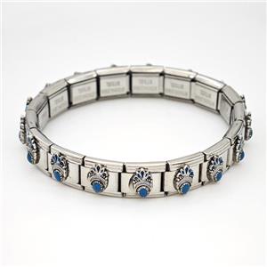 Stainless Steel bracelet, platinum plated, approx 9mm, 17cm length