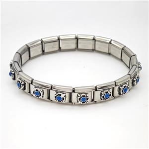 Stainless Steel bracelet, platinum plated, approx 9mm, 17cm length