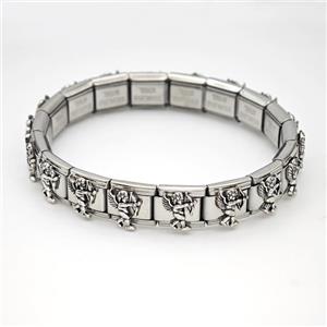 Stainless Steel bracelet, platinum plated, approx 9mm, 17cm length