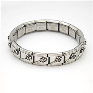 Stainless Steel bracelet, platinum plated, approx 9mm, 17cm length