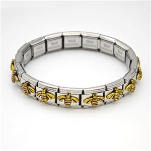 Stainless Steel bracelet, platinum plated, approx 9mm, 17cm length