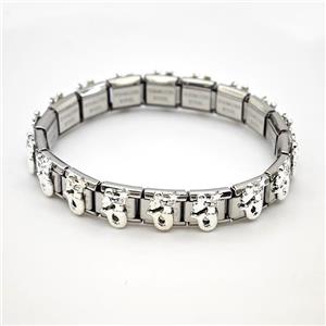 Stainless Steel bracelet, platinum plated, approx 9-10mm, 17cm length