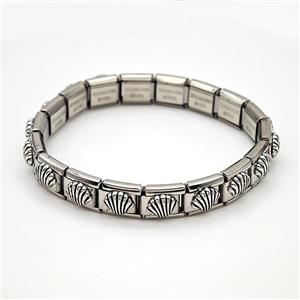 Stainless Steel bracelet, platinum plated, approx 9-10mm, 17cm length