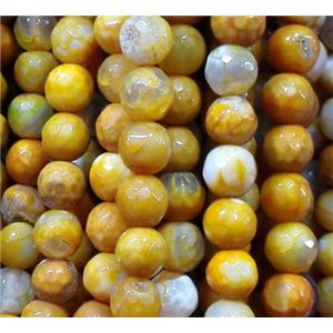 yellow agate beads, faceted round, approx 6mm dia, 62pcs per st