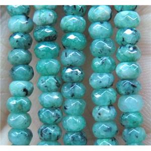 green jade bead, faceted rondelle, approx 2x4mm