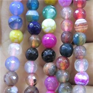 Agate bead, faceted round, approx 6mm dia