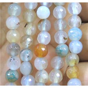 Agate bead, faceted round, approx 6mm dia