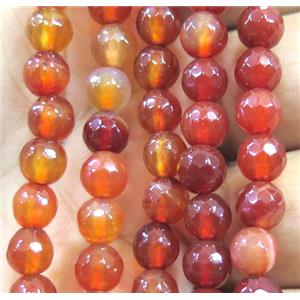 Agate bead, faceted round, approx 6mm dia