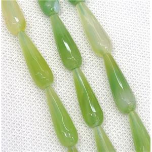 green Agate beads, faceted teardrop, approx 10x30mm, 13pcs per st