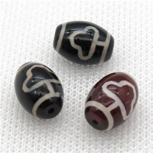 tibetan Dzi barrel beads, approx 10x14mm