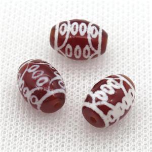 red tibetan DZi barrel beads, approx 10x14mm