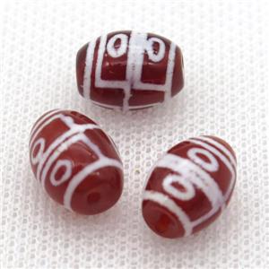 red tibetan DZi barrel beads, approx 10x14mm