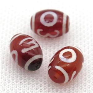 red tibetan DZi rice beads, approx 10x14mm