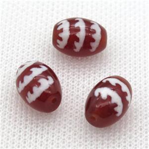 red tibetan DZi barrel beads, approx 10x14mm