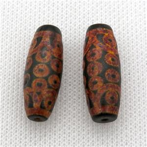 tibetan DZi rice beads, eye, approx 10x30mm