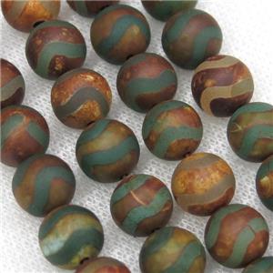 round green tibetan agate beads, wave, matte, approx 12mm dia