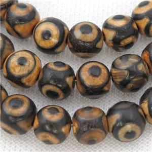 round rough Tibetan Agate Beads, eye, yellow, approx 10mm dia