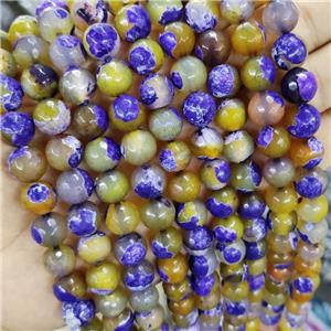 Dye Agate Beads Faceted Round Purple, approx 12mm dia