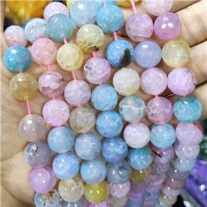 Natural Agate Beads Faceted Round Mix Color Dye B-Grade, approx 14mm dia