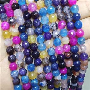 Agate Beads Faceted Round Dye Mix Color, approx 8mm dia