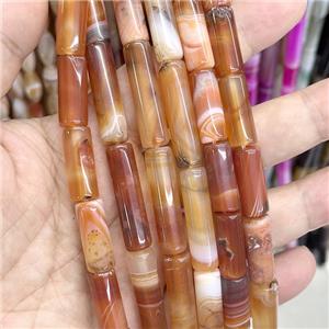 Red Stripe Agate Column Beads Dye, approx 10x14mm