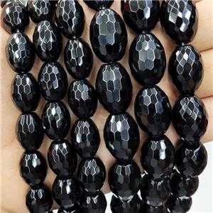 Natural Black Onyx Agate Beads Faceted Barrel, approx 15x30mm