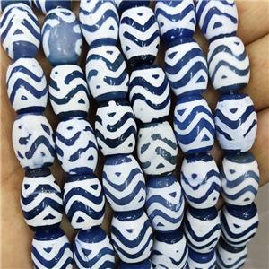 Tibetan Agate Barrel Beads Smooth Blue, approx 13-18mm