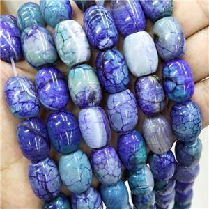 Natural Agate Beads Green Blue Dye Barrel, approx 13-18mm