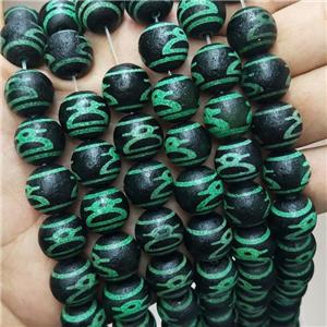 Tibetan Agate Beads Green Round, approx 14mm dia