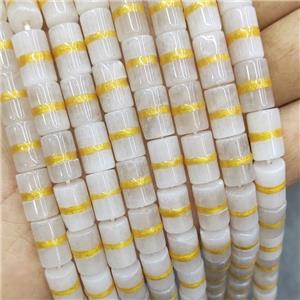 White Quartzite Jade Tube Beads, approx 8-12mm