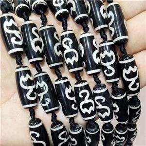 Tibetan Agate Rice Beads Black, approx 10-25mm, 11pcs per st