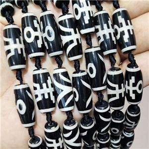 Tibetan Agate Rice Beads Black, approx 10-25mm, 11pcs per st