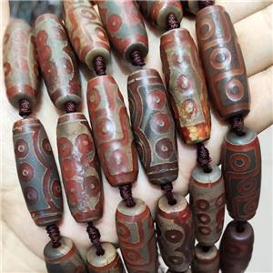 Tibetan Agate Rice Beads Red Evil Eye, approx 14-40mm, 8pcs per st