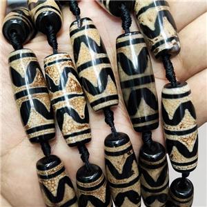 Tibetan Agate Rice Beads Black, approx 14-40mm, 8pcs per st