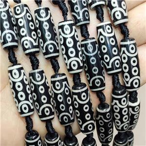 Tibetan Agate Rice Beads Evil Eye Black, approx 10-30mm, 10pcs per st