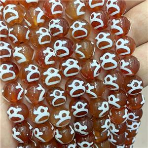 Tibetan Agate Beads Red Smooth Round, approx 10mm dia, 35pcs per st