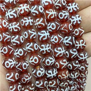 Tibetan Agate Beads Red Smooth Round, approx 10mm dia, 35pcs per st