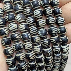 Tibetan Agate Beads Black Round, approx 10mm dia