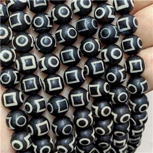 Tibetan Agate Beads Black Round, approx 10mm dia