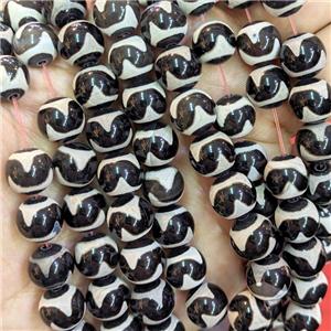 Tibetan Agate Beads Black Smooth Round, approx 10mm, 32pcs per st