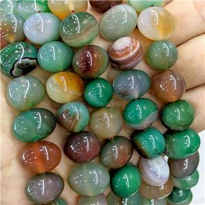 Natural Stripe Agate Egg Beads Green Dye, approx 15-20mm