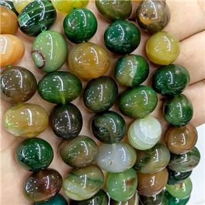 Natural Stripe Agate Egg Beads Green Dye, approx 15-20mm