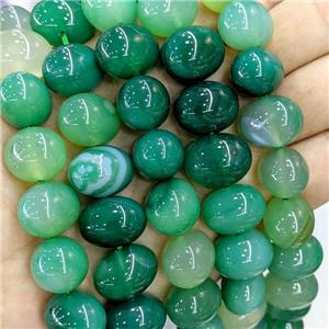 Natural Stripe Agate Egg Beads Banded Mint Green Dye, approx 15-20mm