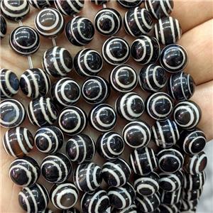 Tibetan Agate Round Beads Black Eye Smooth, approx 10mm, 32pcs per st