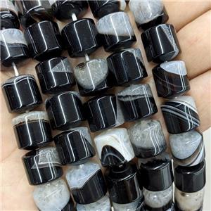 Natural Druzy Agate Tube Beads White Black, approx 13-14mm