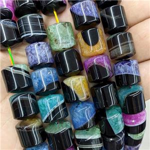 Natural Druzy Agate Tube Beads Mixed Color Dye, approx 13-14mm