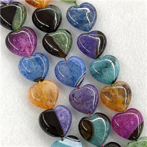 Natural Druzy Agate Heart Beads Mixed Color Dye, approx 18-20mm